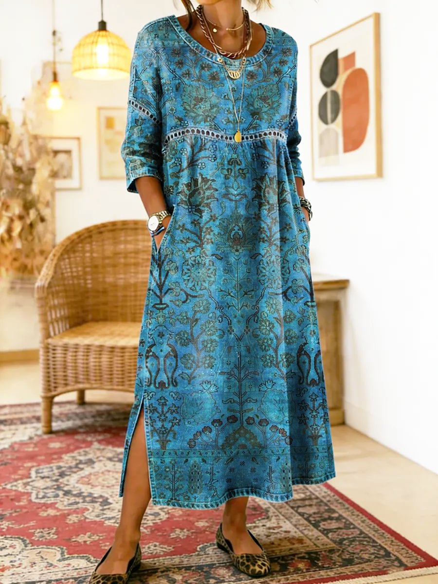 Carmen | Robe Imprimée Bleuâtre