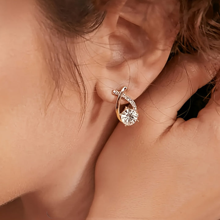 Boucles d'oreilles en zirconium Golden Cross