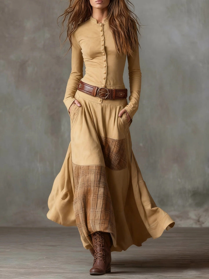 Azucena | Robe maxi en daim avec ceinture