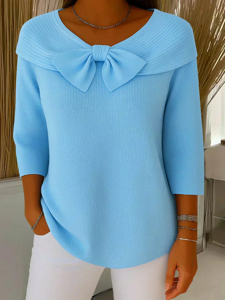 Clara | Pull Élégant avec Nœud en Tricot Doux