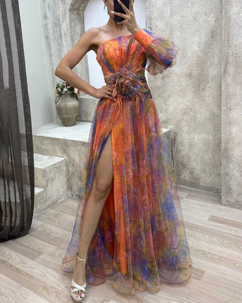 Cecelia - Robe Maxi à Une Manche