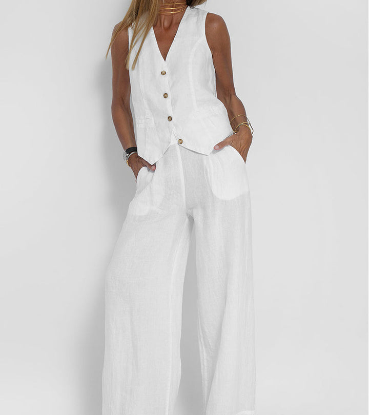 Aira - Ensemble de Gilet Boutonné & Pantalons Amples