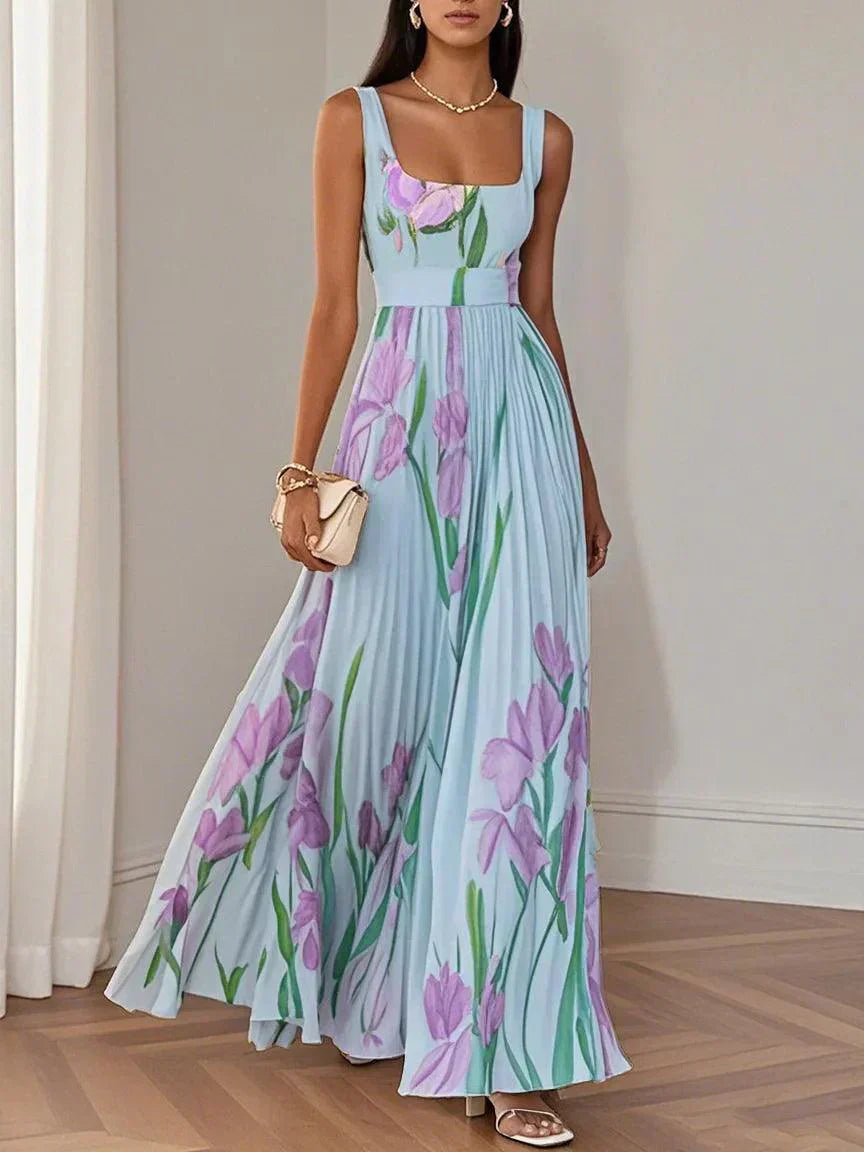 Robe Longue Plissée en Mousseline - Élégance Intemporelle