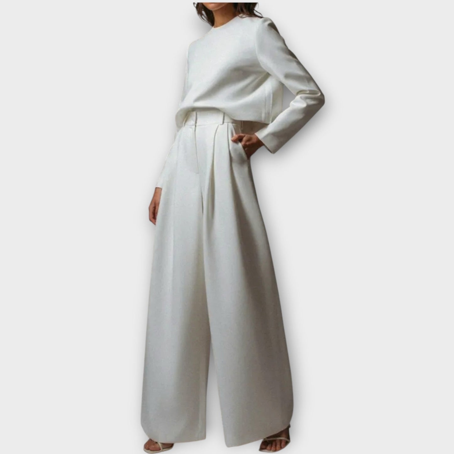 Ensemble Élégant à Deux Pièces avec Pantalons Amples