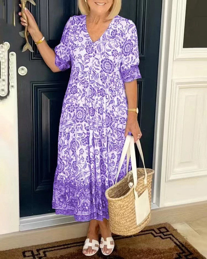 Tallis | Robe Florale Viscérale à Encolure en V