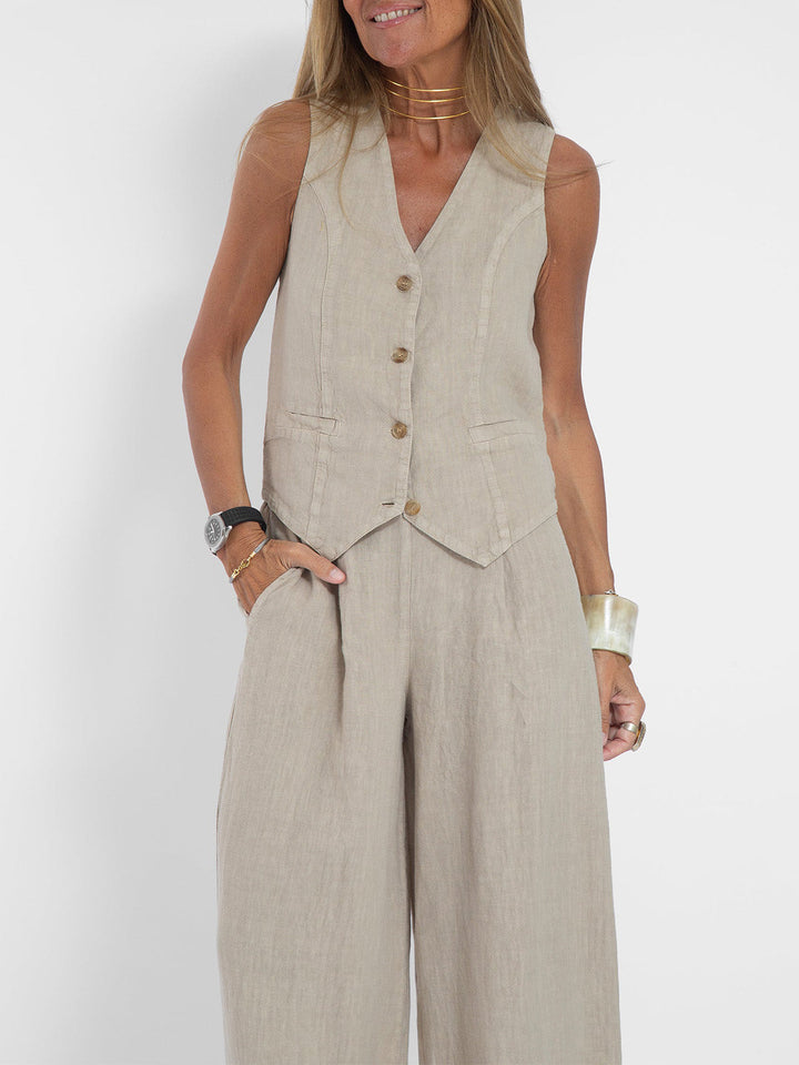 Aira - Ensemble de Gilet Boutonné & Pantalons Amples