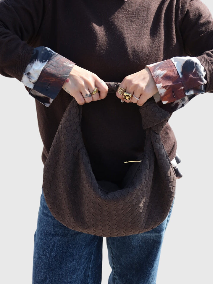 Celeste | Sac Medium Suédé Tressé avec Nœud