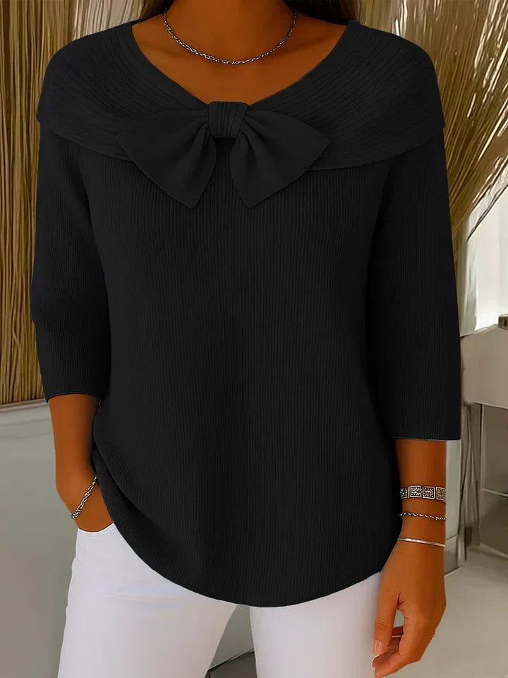 Clara | Pull Élégant avec Nœud en Tricot Doux