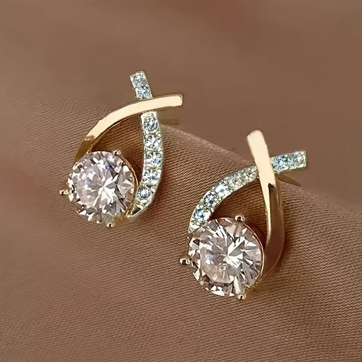 Boucles d'oreilles en zirconium Golden Cross