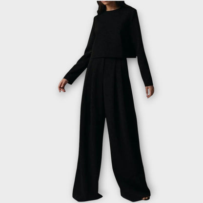 Ensemble Élégant à Deux Pièces avec Pantalons Amples