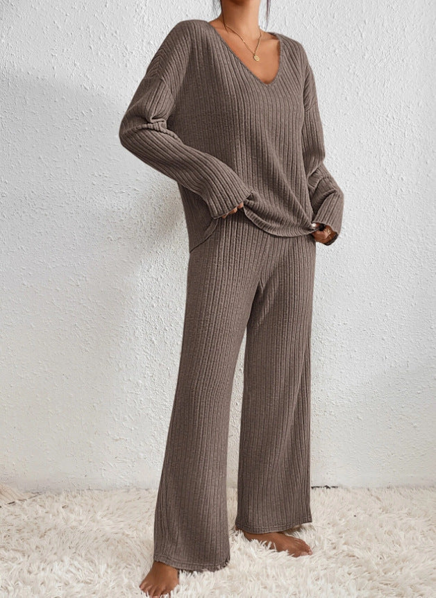 CALYNTHA – ENSEMBLE DEUX PIÈCES EN TRICOT À COL EN V