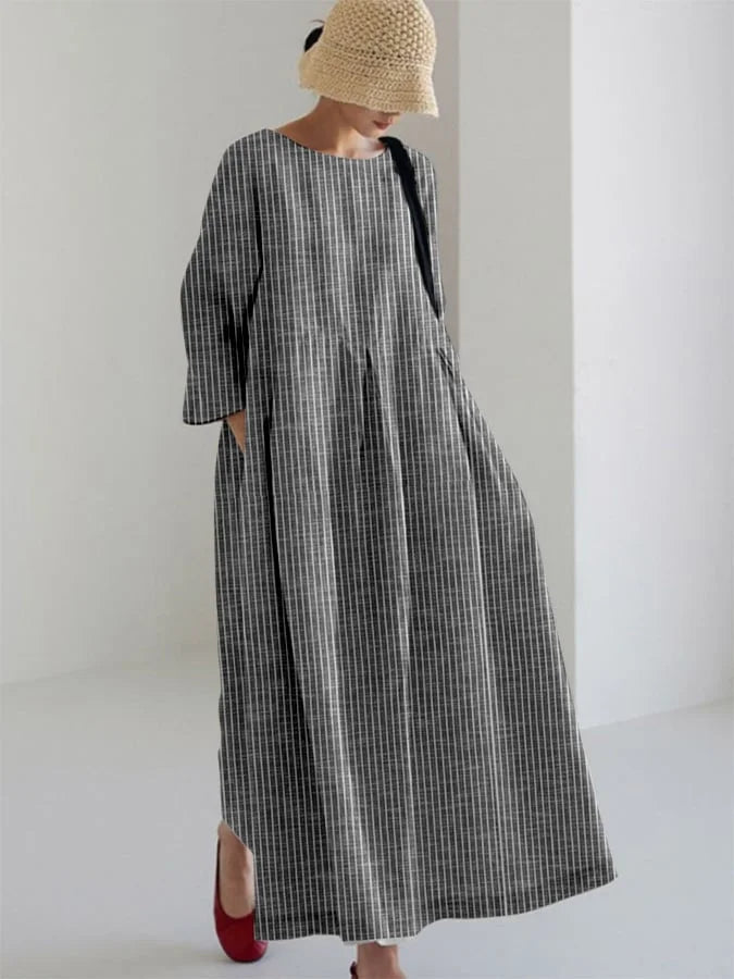 Talia - Robe Détachée à Rayures d'Inspiration Vintage