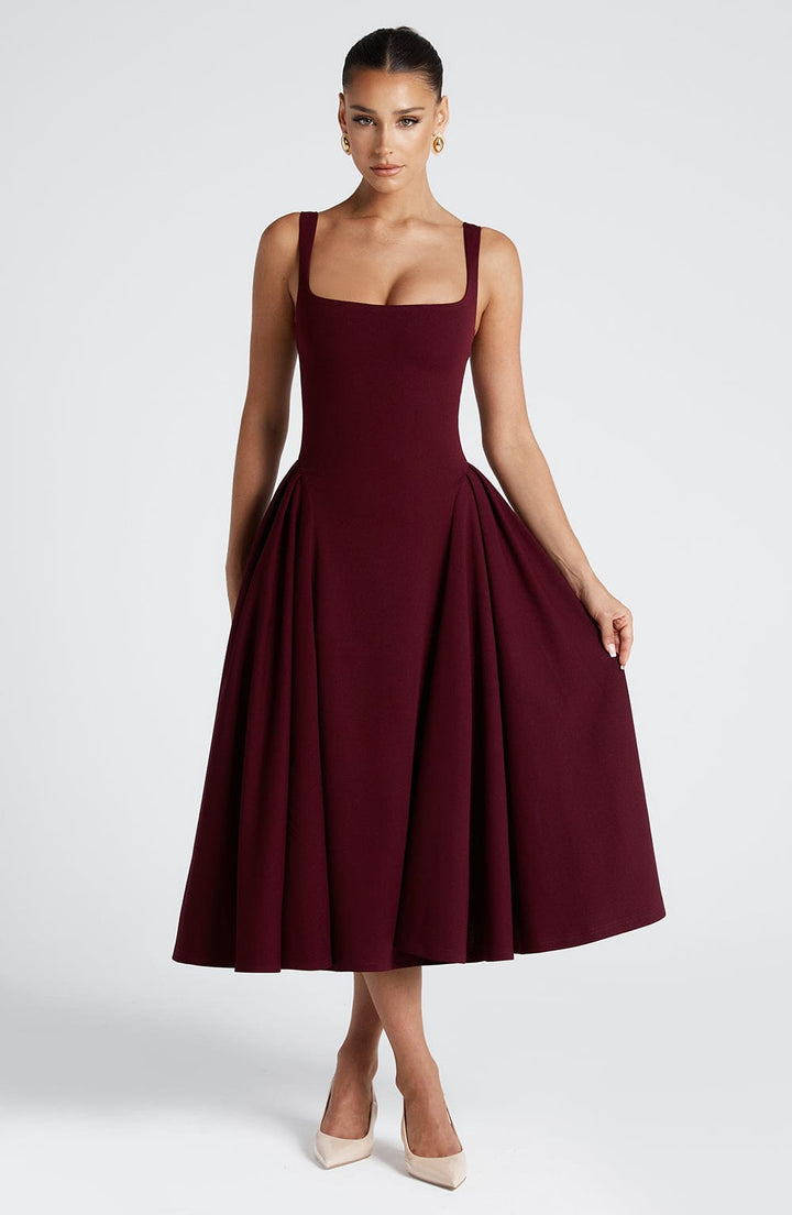Betty | Robe Midi en Laque Cerise