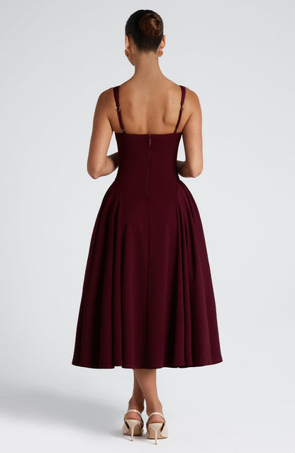 Betty | Robe Midi en Laque Cerise