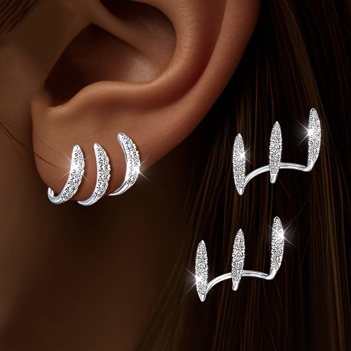Boucles d'oreilles élégantes en strass à trois griffes