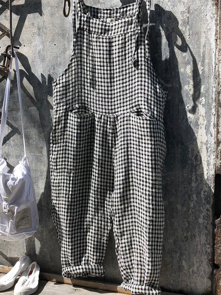 Salopette Rayée en Lin et Coton