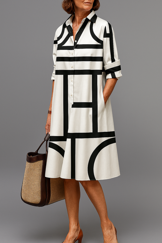 Ellie | Robe midi élégante avec col anti-soleil