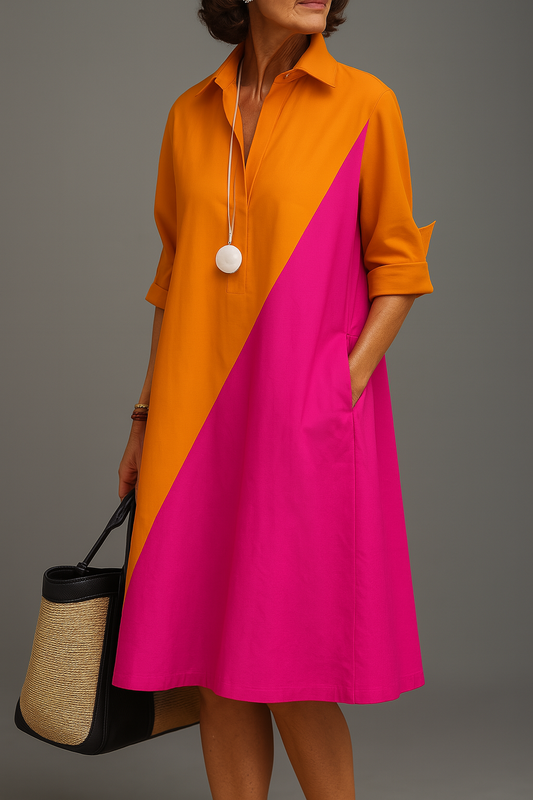 Kayla | Robe midi élégante avec col anti-soleil