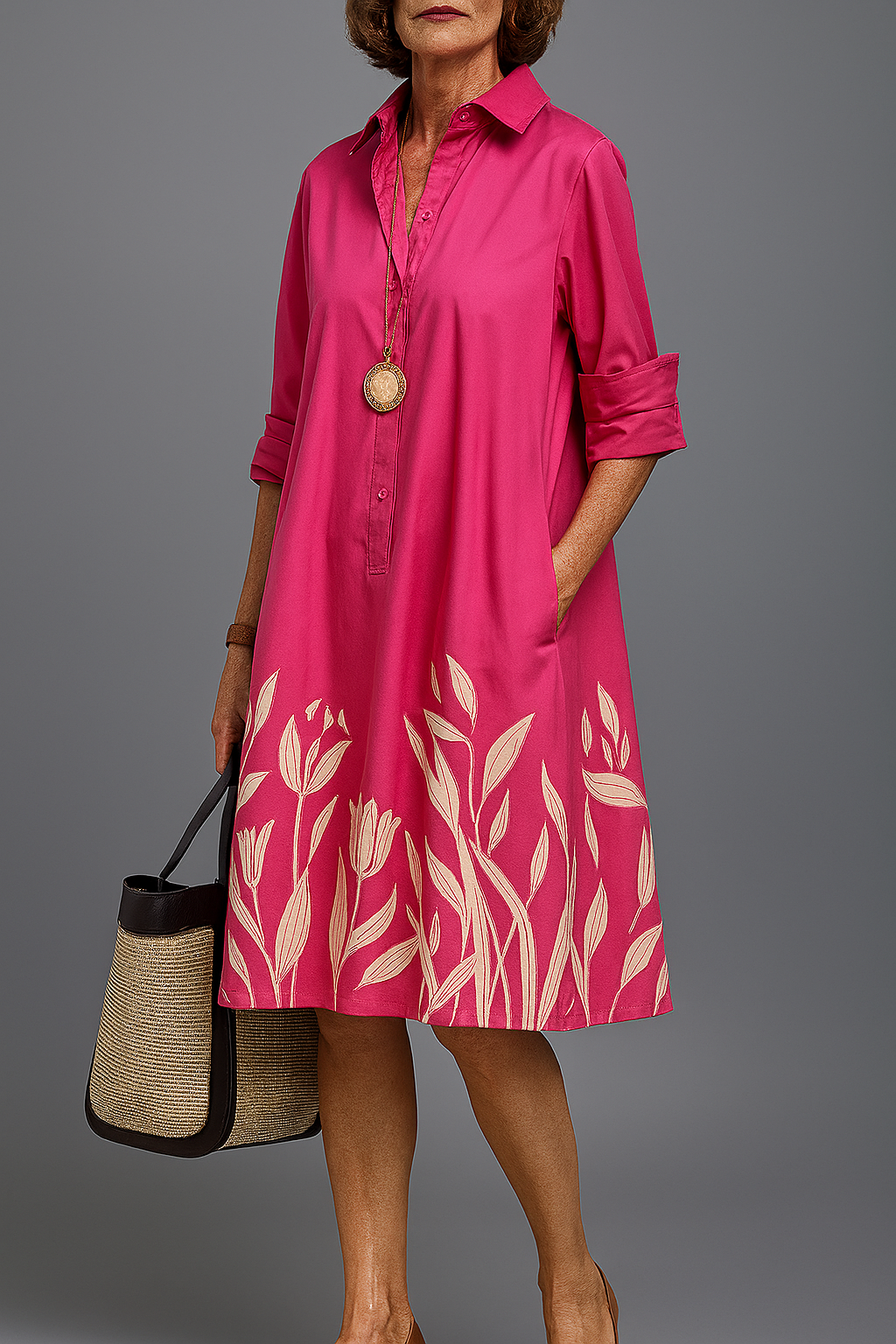 Grace | Robe midi élégante avec col anti-soleil