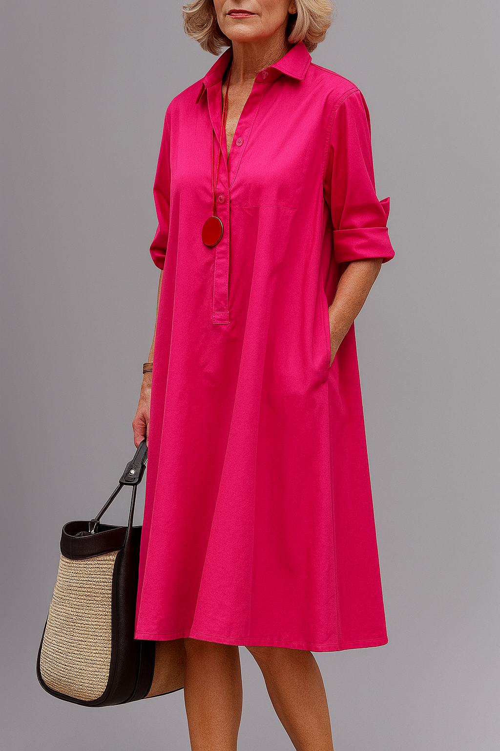 Chloé | Robe midi élégante avec col anti-UV