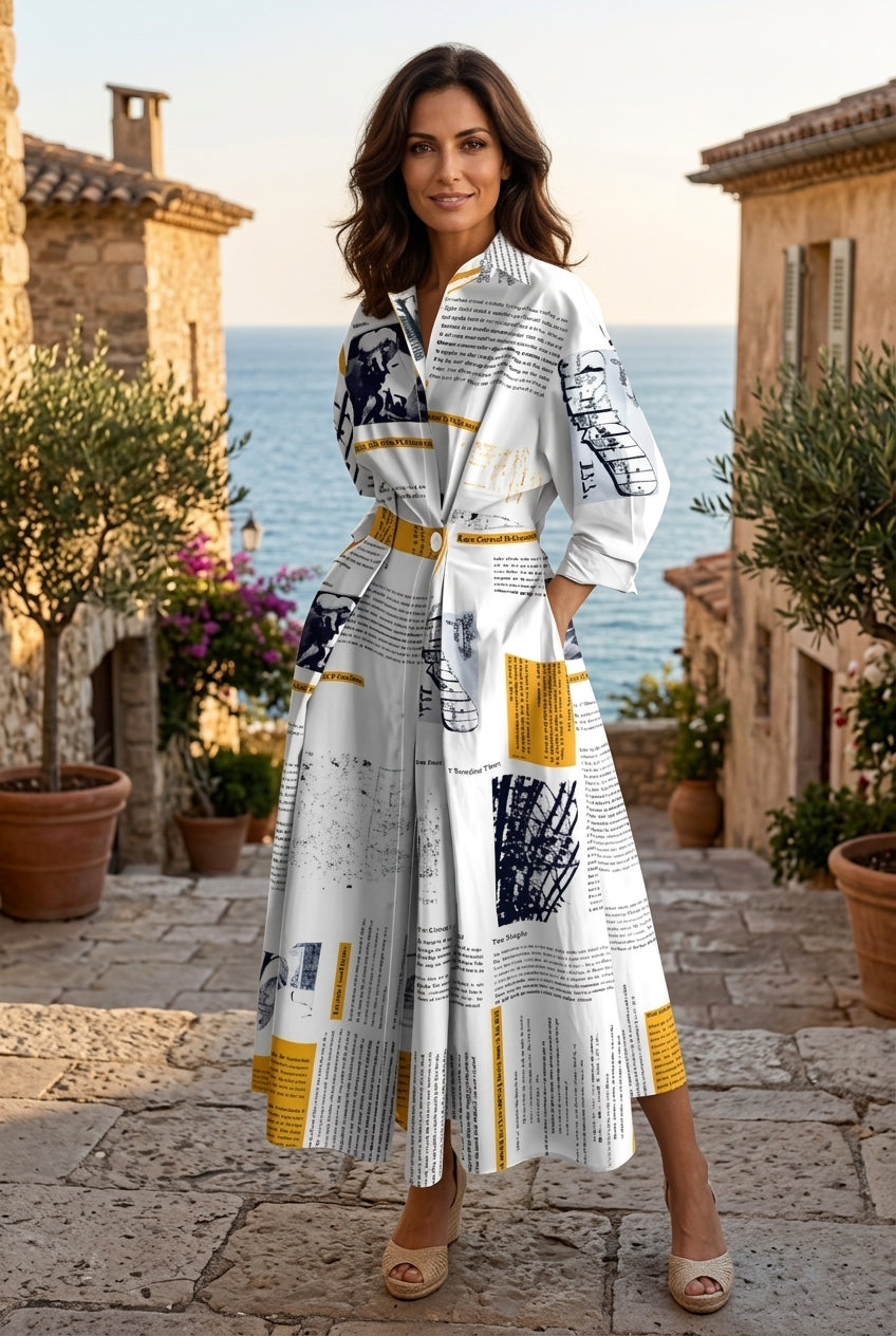 Robe Longue Portefeuille Élégante à Col - Chic et Intemporel