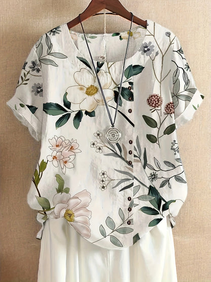 Sienna – Blouse à Détail Boutonné Floral