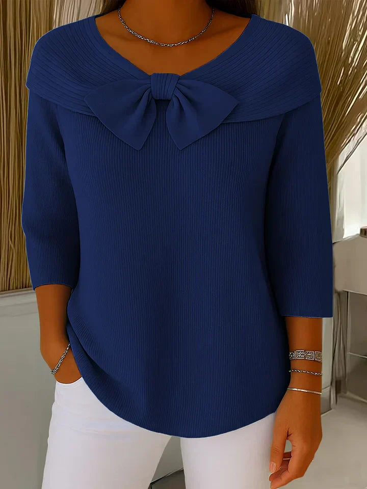 Clara | Pull Élégant avec Nœud en Tricot Doux