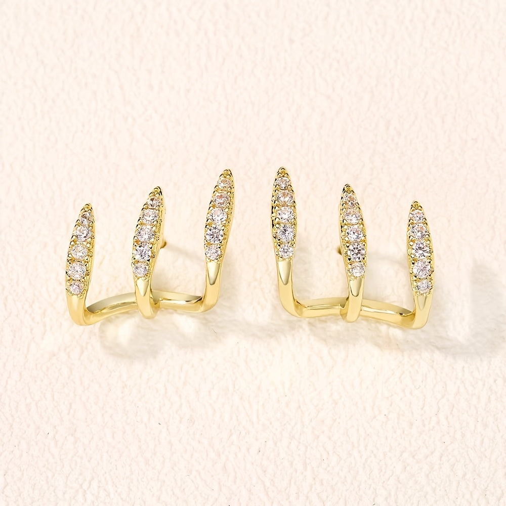 Boucles d'oreilles élégantes en strass à trois griffes