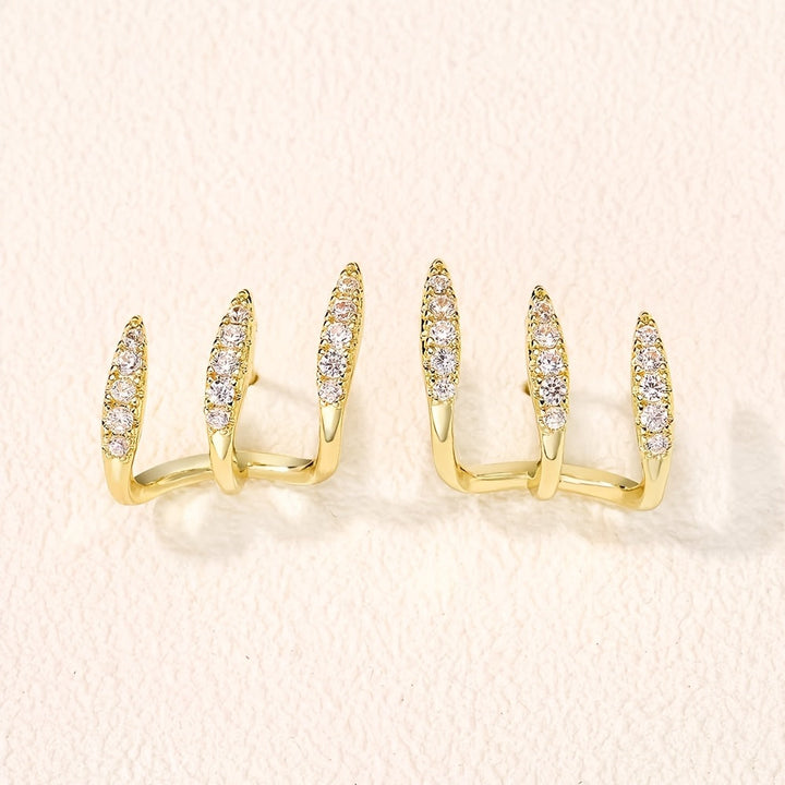 Boucles d'oreilles élégantes en strass à trois griffes