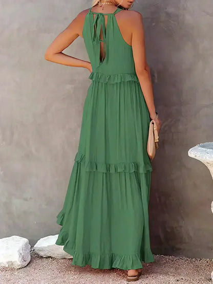 Ilona - Robe Halter avec Volants et Poches Maxi