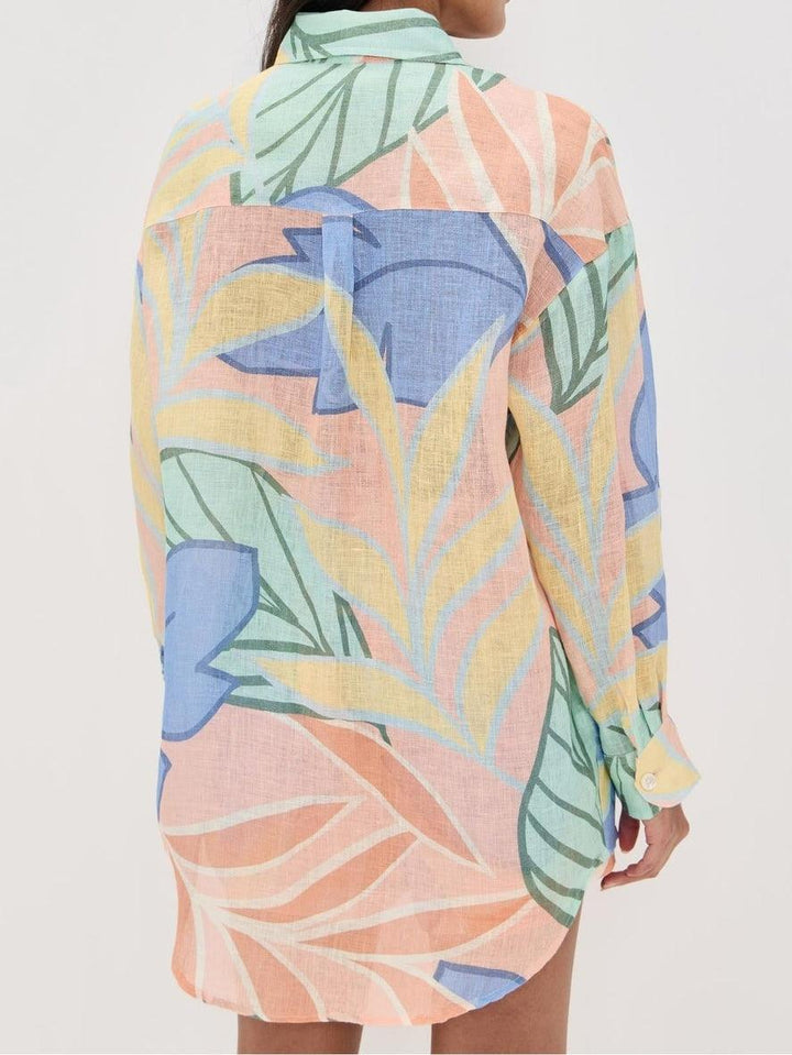 Amandine | Ensemble court imprimé de feuilles tropicales