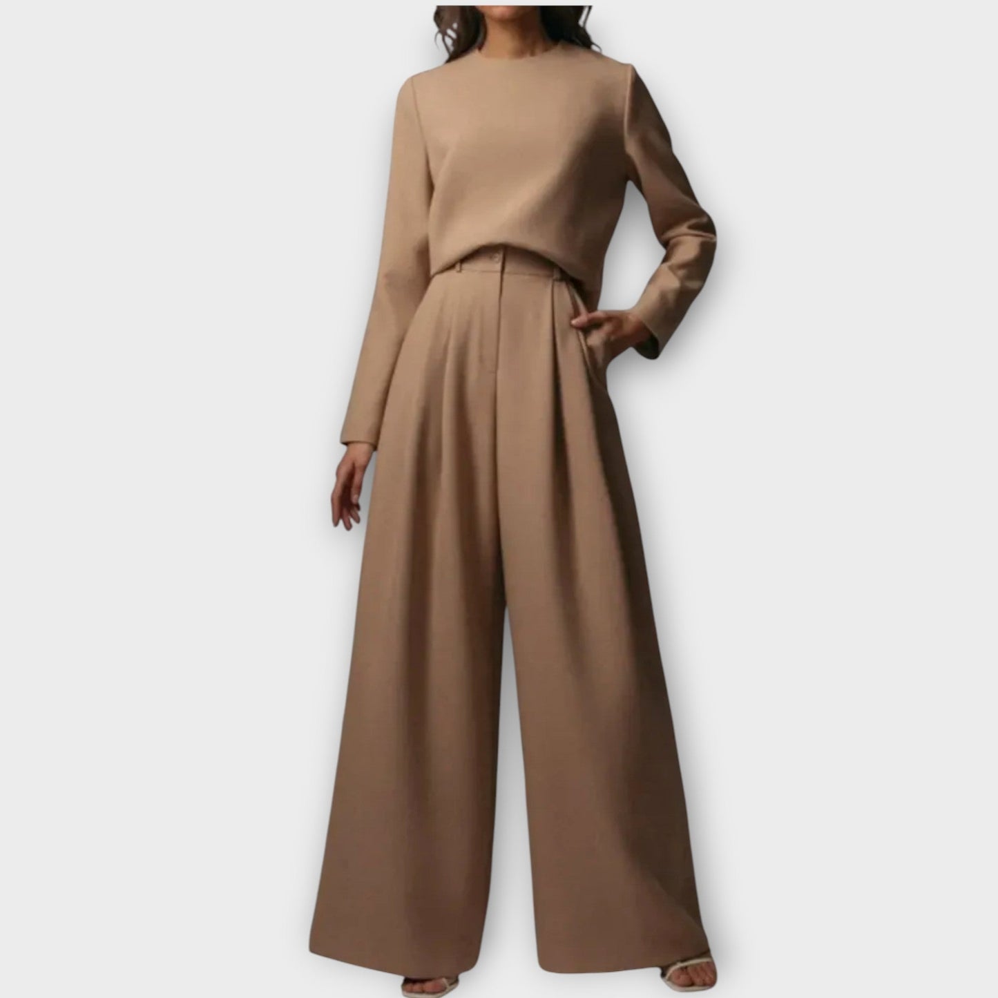 Ensemble Élégant à Deux Pièces avec Pantalons Amples