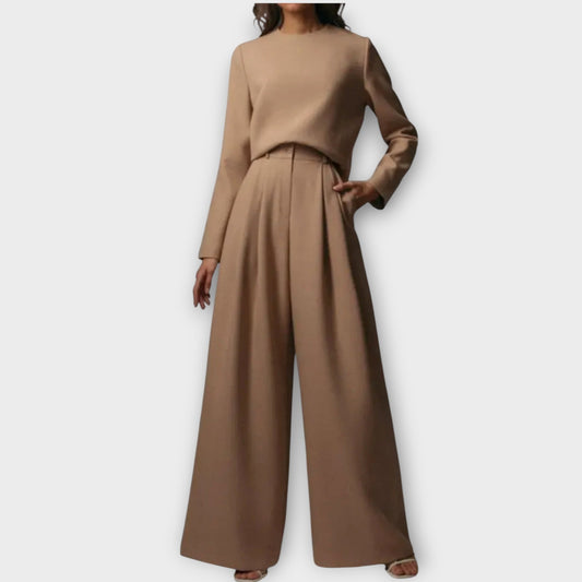 Ensemble Élégant à Deux Pièces avec Pantalons Amples