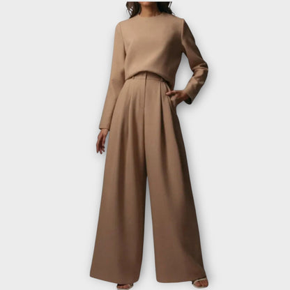 Ensemble Élégant de Deux Pièces avec Pantalons Amples