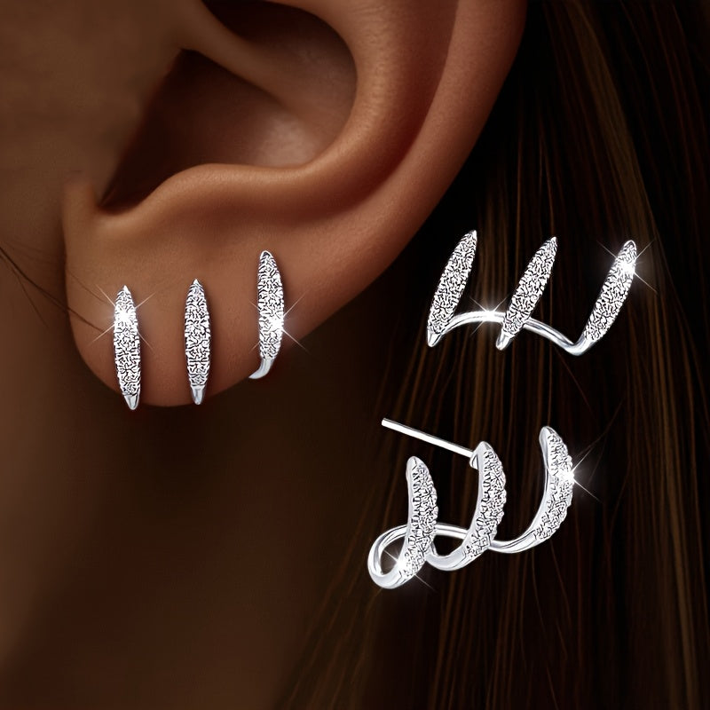 Boucles d'oreilles élégantes en strass à trois griffes