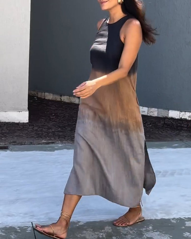 Melanie | Robe Sans Manches en Lin Ombre