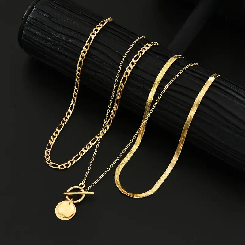 Collier Superposé Savira avec Pièce Texturée | Or
