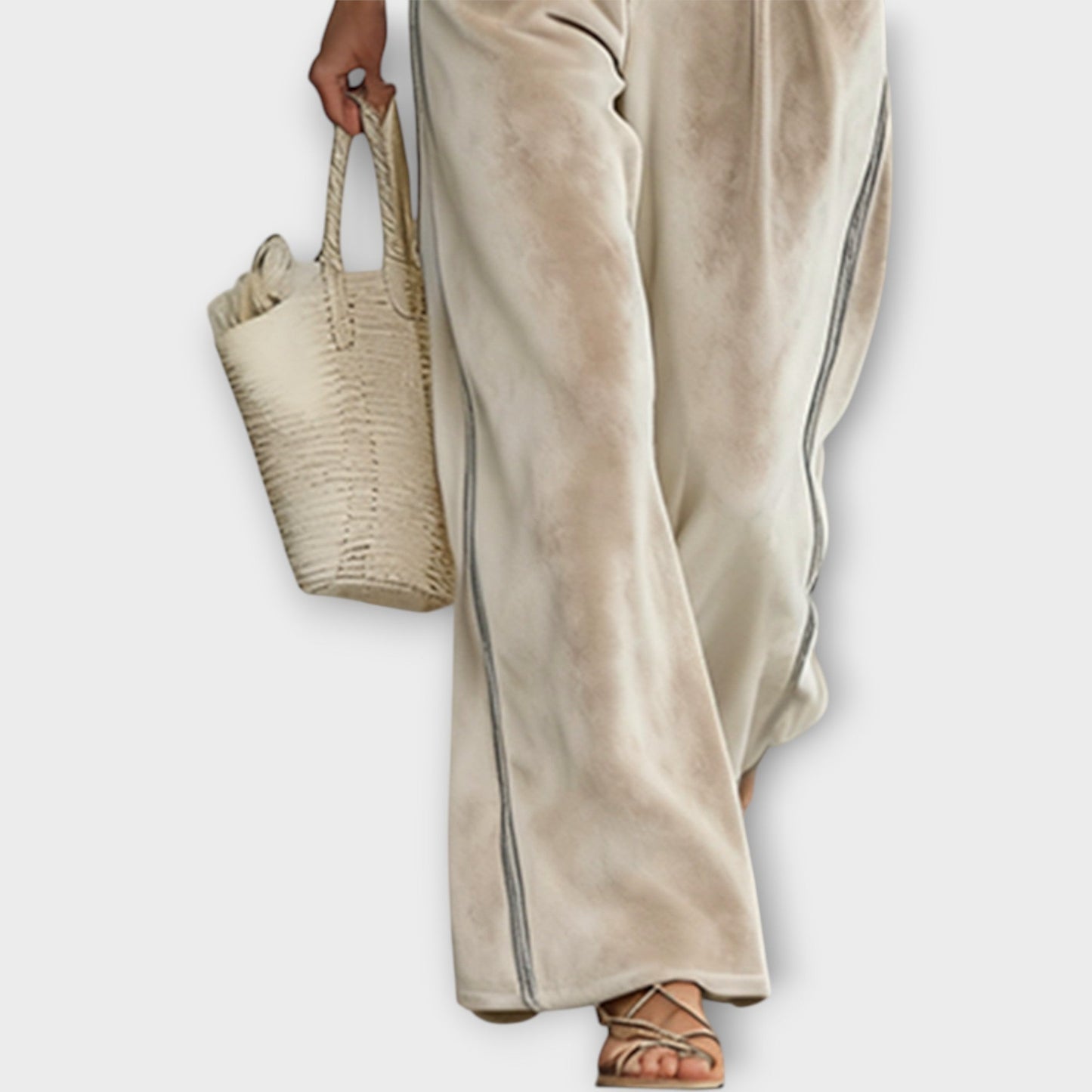 Ensemble de Haut en Maille avec Bord Contrasté et Pantalons Lounge en Velours