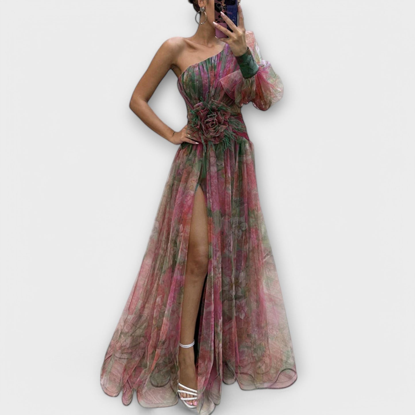 Robe de Soirée Élégante à Une Épaule et Taille Affinante