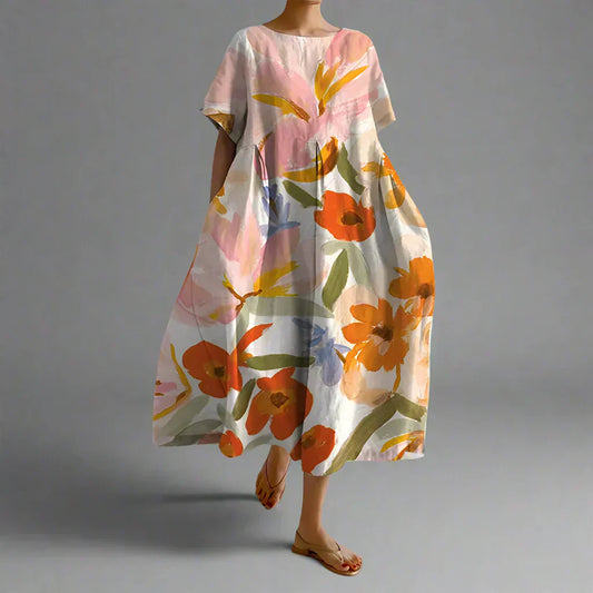 Xyrhilda | Robe d'Été à Motif Floral et Coupe Fluide