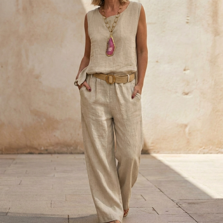 Paloma | Top sans manches bohémien et pantalon cropped assorti