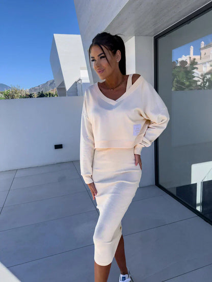 AMAYA – ENSEMBLE ROBE EN SUPERPOSITION EN TRICOT DOUX