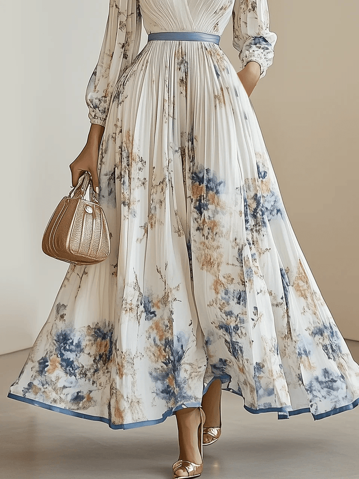 Amalia | Robe Maxi à Manches Ballon en Chiffon Blanc