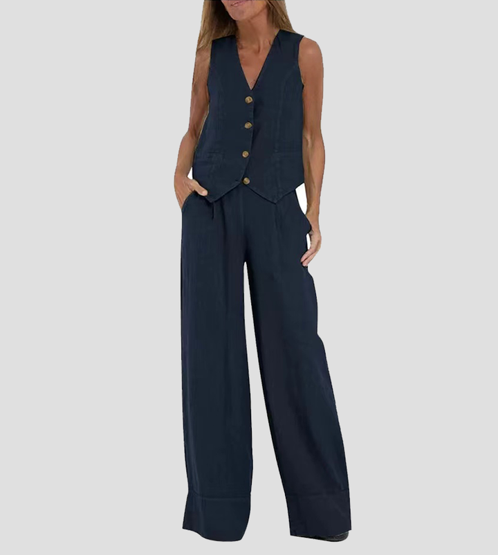 Aira - Ensemble de Gilet Boutonné & Pantalons Amples