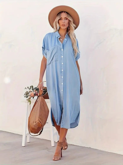 Samira-Robe chemise avec poches fixes