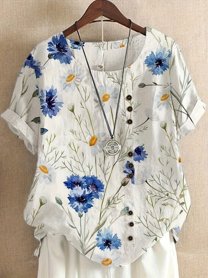 Sienna – Blouse à Détail Boutonné Floral