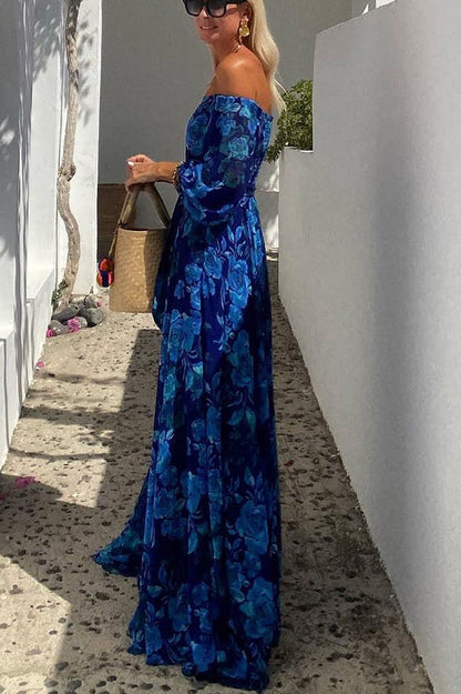 Calista | Robe Maxi Florale à Épaules Dénudées