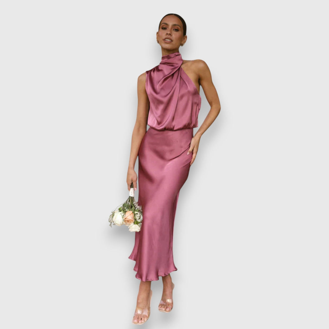 Daisy | Robe Halter en Satin Élégante
