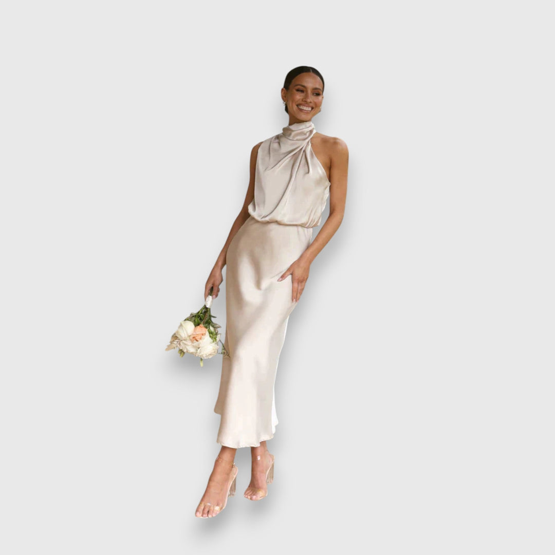 Daisy | Robe Halter en Satin Élégante
