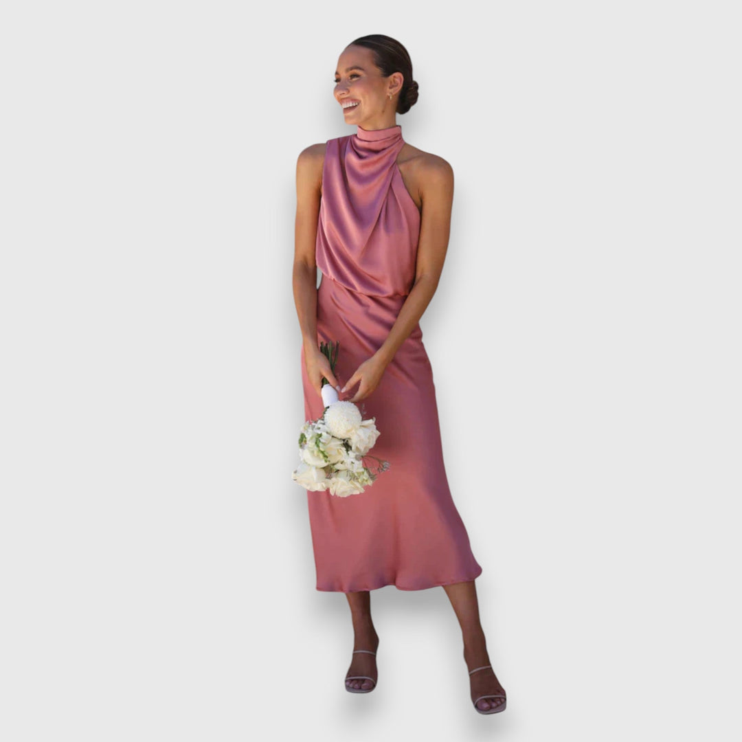 Daisy | Robe Halter en Satin Élégante
